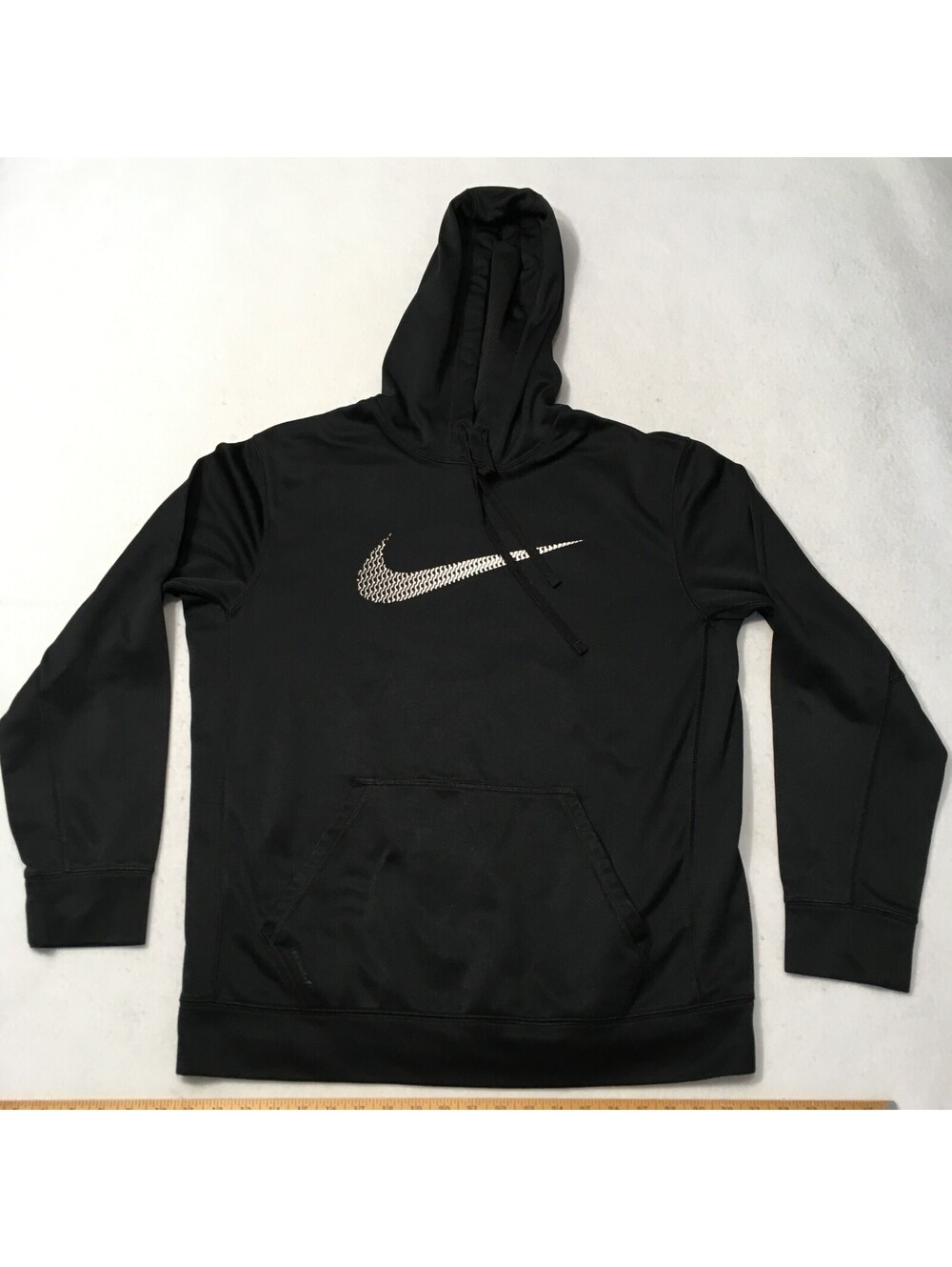 Nike Hoodie Mens Large Black Gray Therma Fit Hooded Sweatshirt Size Large Swoosh